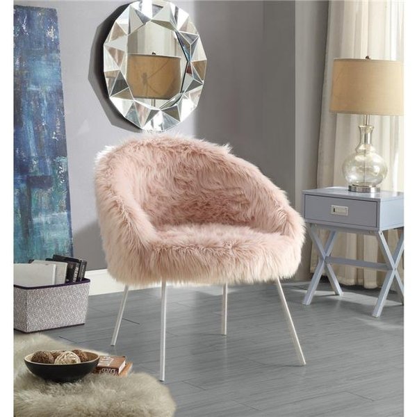 Posh Living Posh Living Anthony Faux Fur White Powder Coated Metal Leg Accent Chair - Rose AC49-04RS-UE